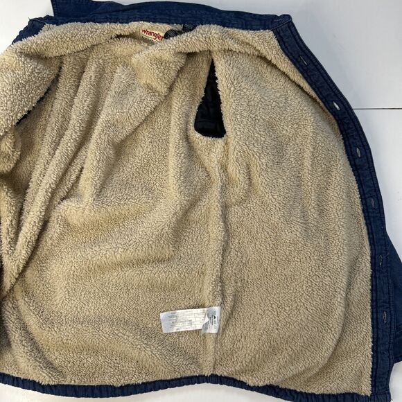 Vintage Wrangler Men’s Small Sherpa Fleece Lined Lightweight Denim Shirt Jacket - Picture 8 of 8